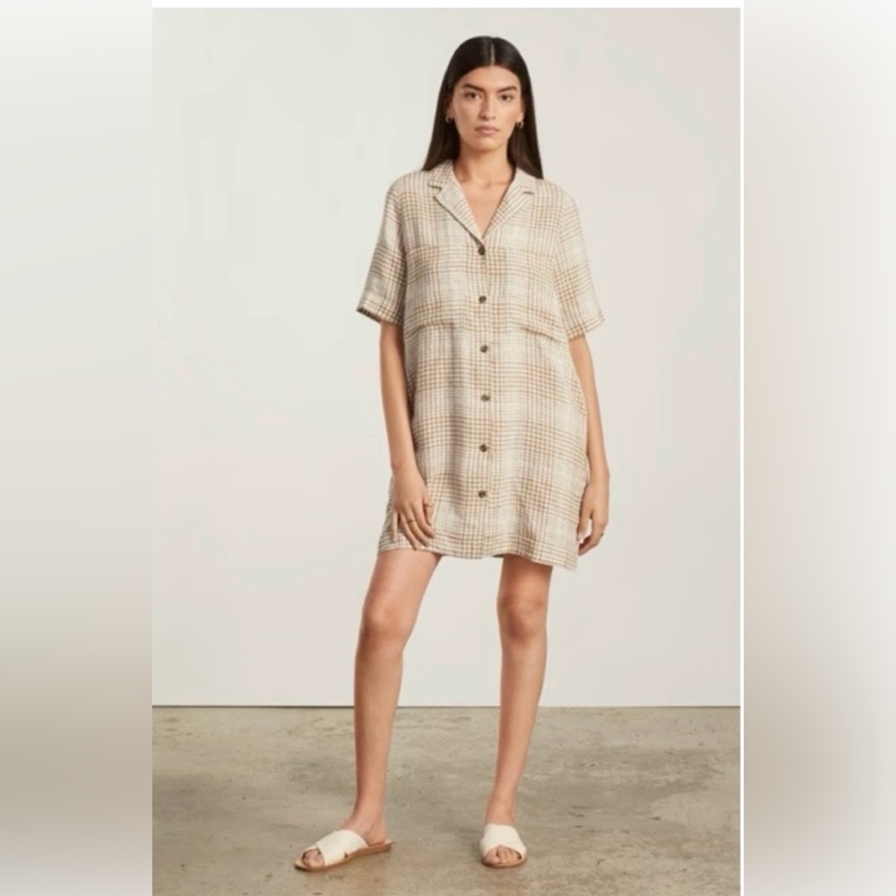 Everlane Casual Linen Shirt Dress Plaid XL NWOT